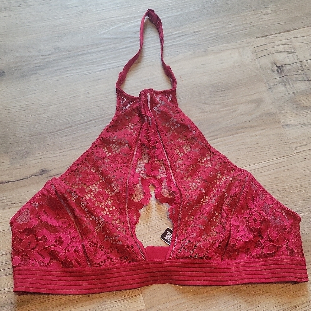 Victoria's Secret Red Lace Bra with Halter Neck